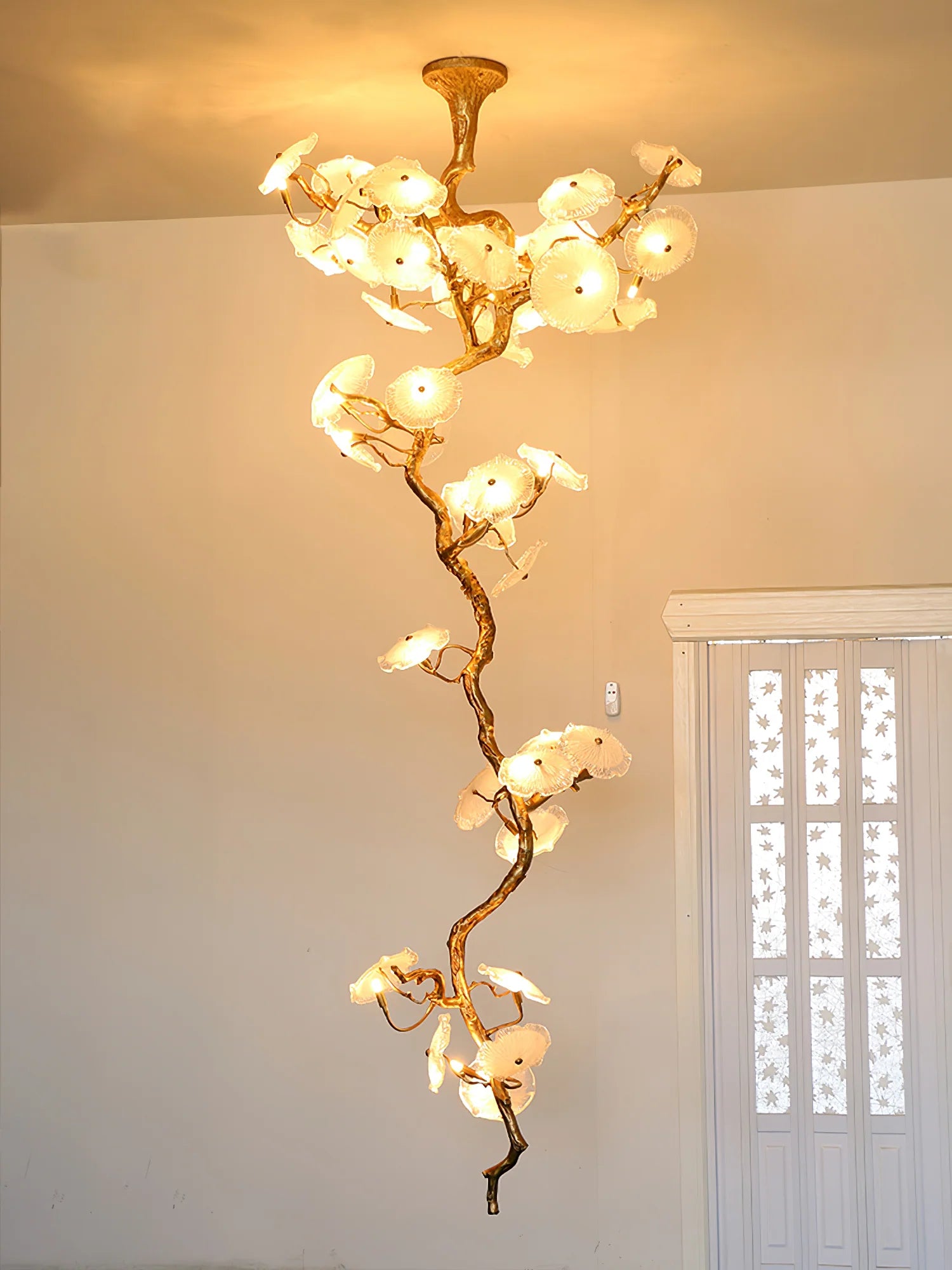 bonsai tree light fixture Nenufar Bonsai Chandelier Brass+Clear / Dia 65cm x H 160cm / Dia 25.6 x H 63inch