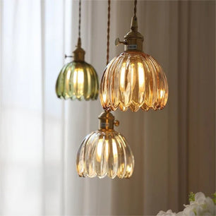 Japanese Retro Glass Flower Pendant Light S17