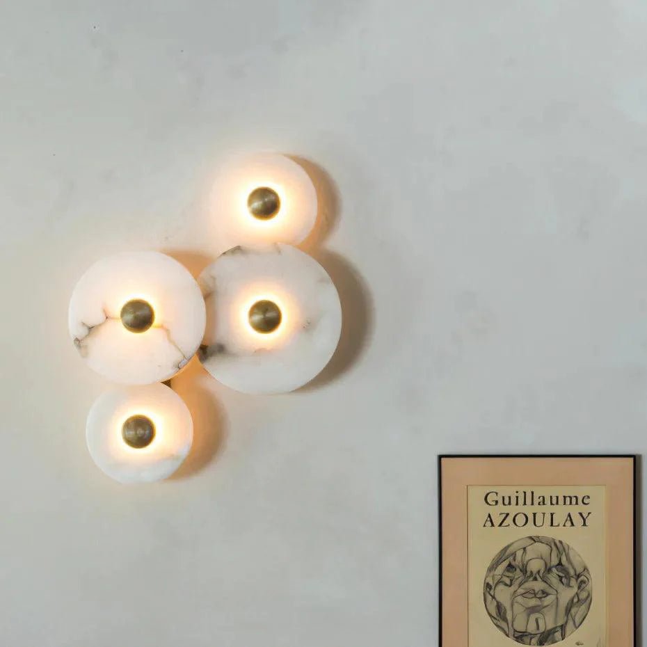 Round Alabaster Combination Wall Lamp