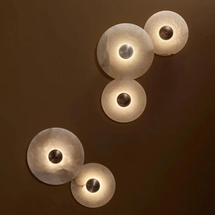 Round Alabaster Combination Wall Lamp