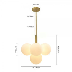 Opal Glass Bubble Cluster Grape Brass Chandelier for Dining Room