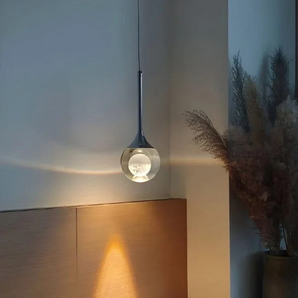 Moon Clear Glass Ball Pendant Light