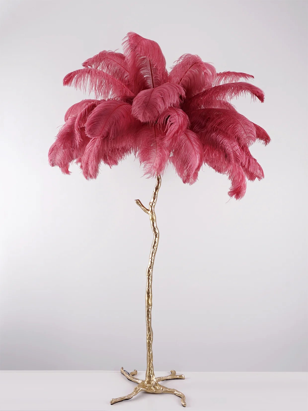 Ostrich Feather Brass Floor Lamp