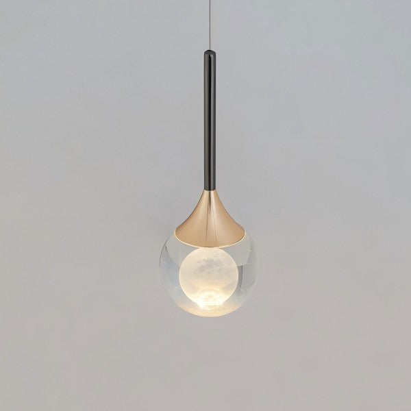 Moon Clear Glass Ball Pendant Light