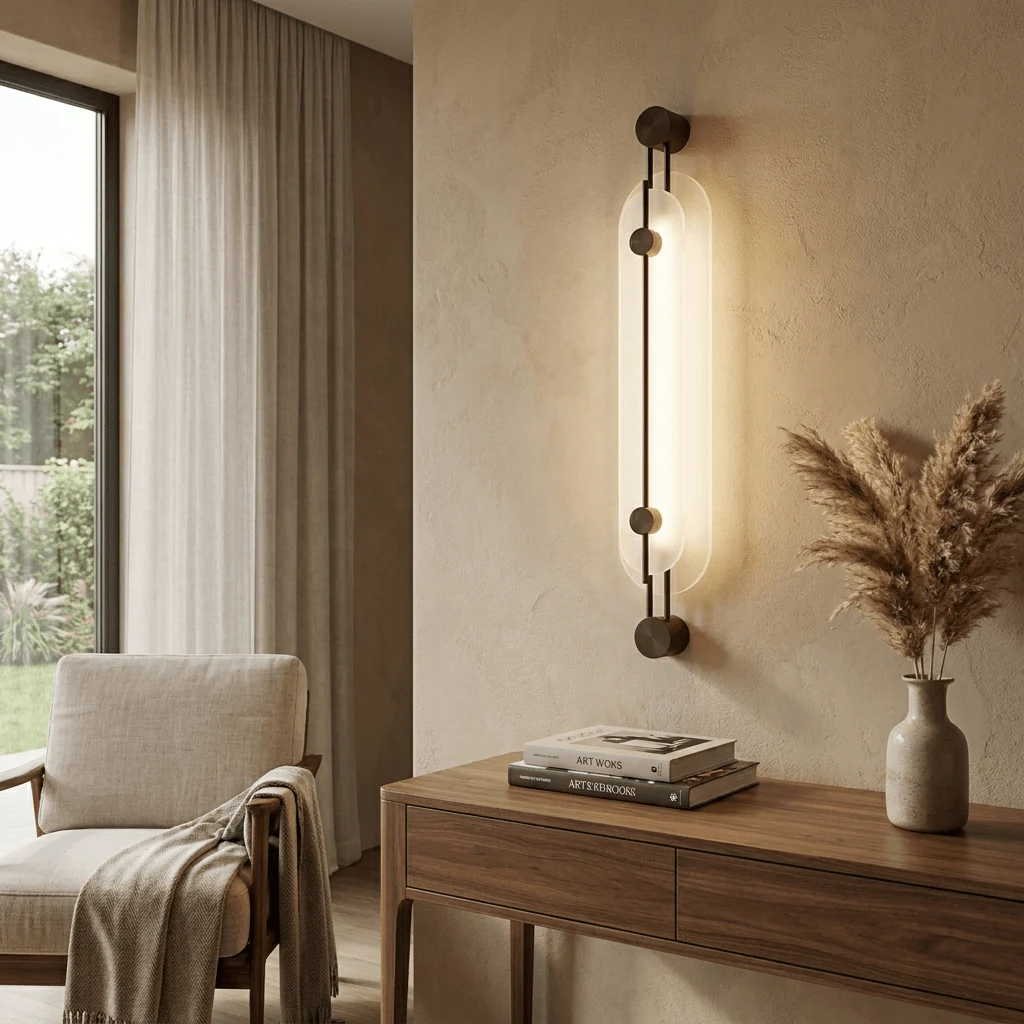 Architectural Alabaster Capsule Bronze Sconce