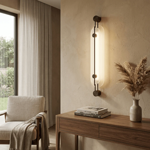Architectural Alabaster Capsule Bronze Sconce