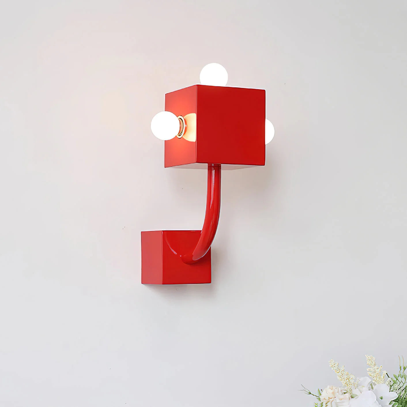 Red Cube Wall Lamp