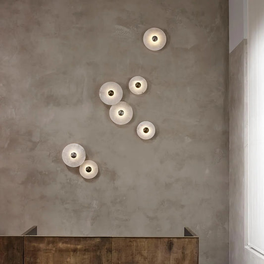 Round Alabaster Combination Wall Lamp