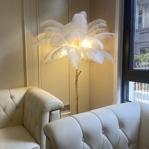 Ostrich Feather Brass Floor Lamp