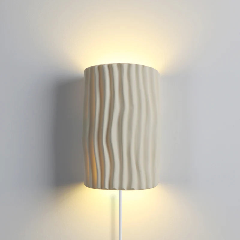 Pleated Resin Plug In Wall Lamp