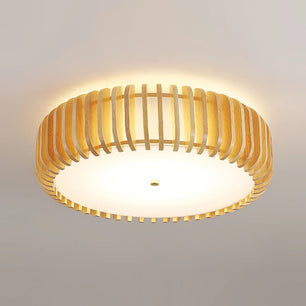 Wooden Drum Ceiling Lamp