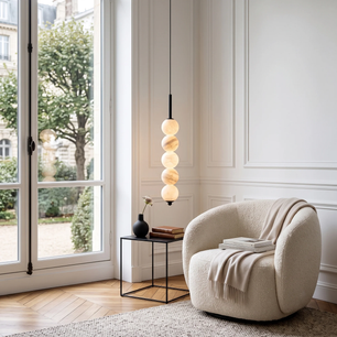 Alabaster Bead Pendant Light