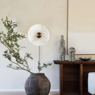 Plug In Alabaster Disc Wall Sconce