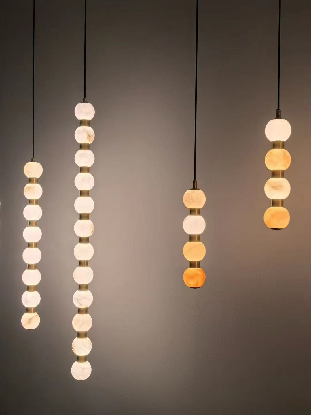 Solstice Alabaster Pendant Light – Organic Modern Brass & Alabaster Ball Cluster for Kitchen Island & Dining, Brass