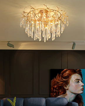 Teardrop Round Crystal Ceiling Lamp