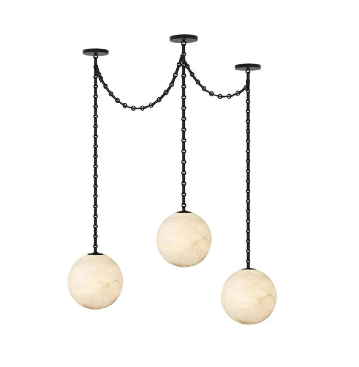 Alabaster Stone Sphere Multi-Light Chandelier