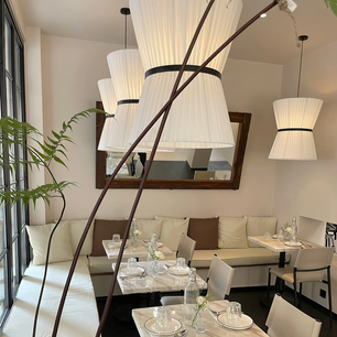 Pleated Linen Hourglass Pendant Light