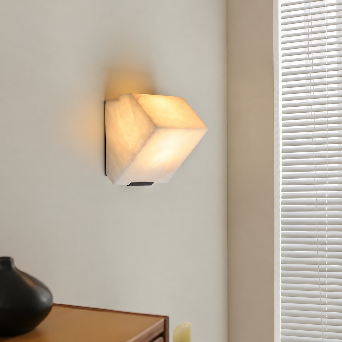 Alabaster Cube Wall Sconce