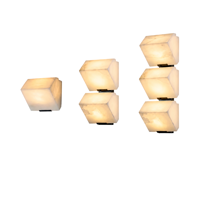 Alabaster Cube Wall Sconce