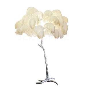 Ostrich Feather Brass Floor Lamp