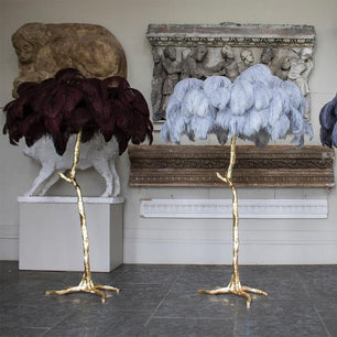 Ostrich Feather Brass Floor Lamp