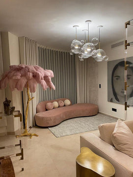 Ostrich Feather Brass Floor Lamp