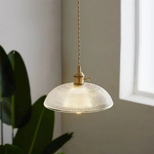 Vintage Copper Bowl Glass Pendant Light S121