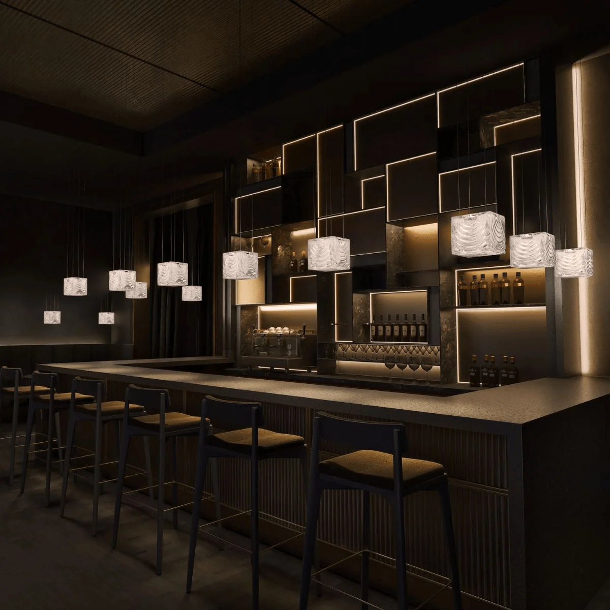 Square Multi Crystal Light Pendant Chandelier