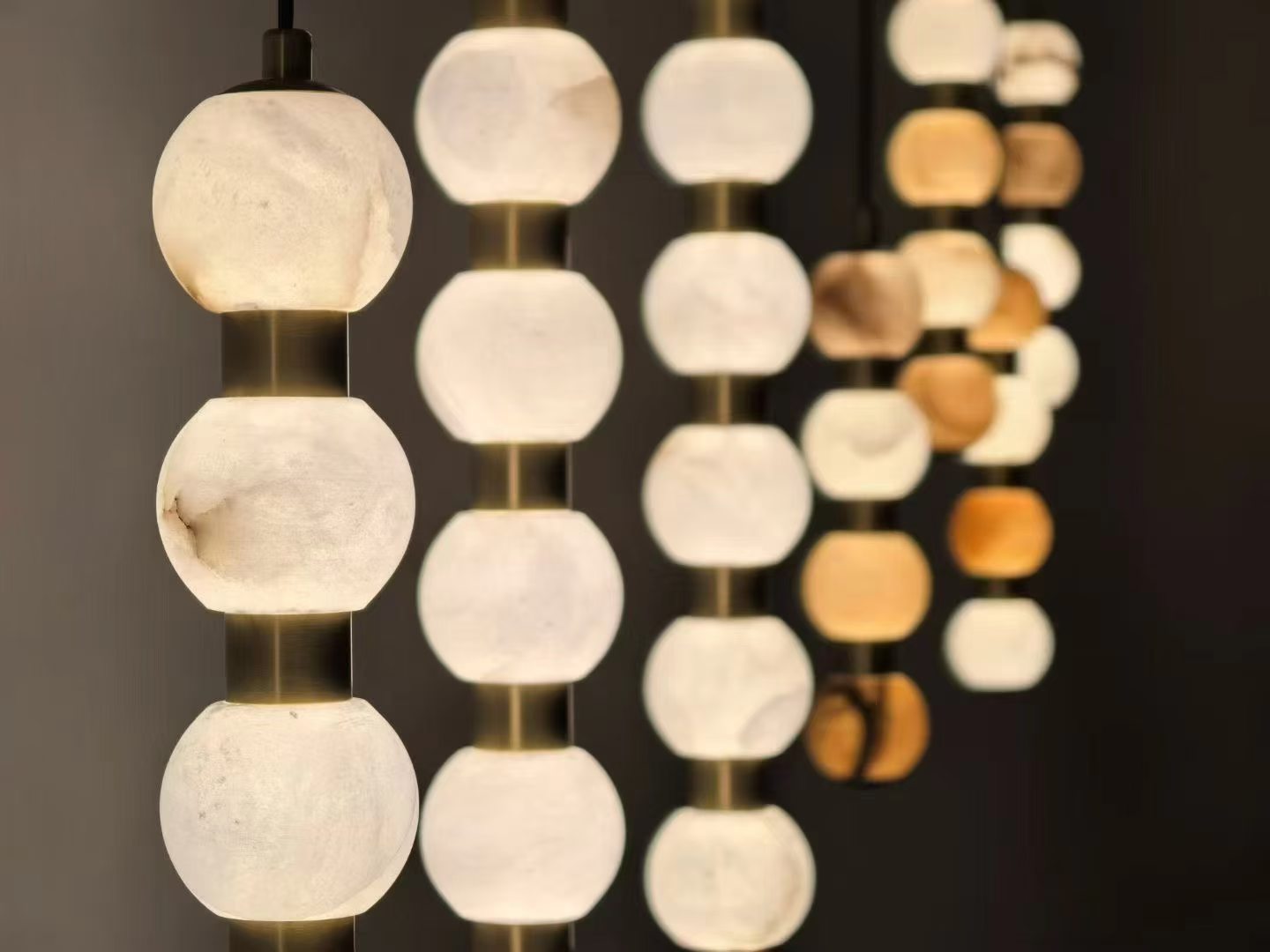 Solstice Alabaster Pendant Light – Organic Modern Brass & Alabaster Ball Cluster for Kitchen Island & Dining, Brass