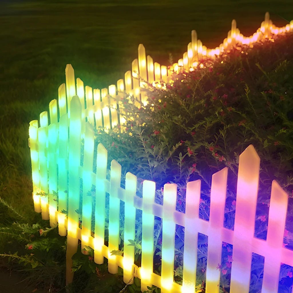 8-Pack Wave-Shaped Solar LED Lighted Garden Fence for Christmas