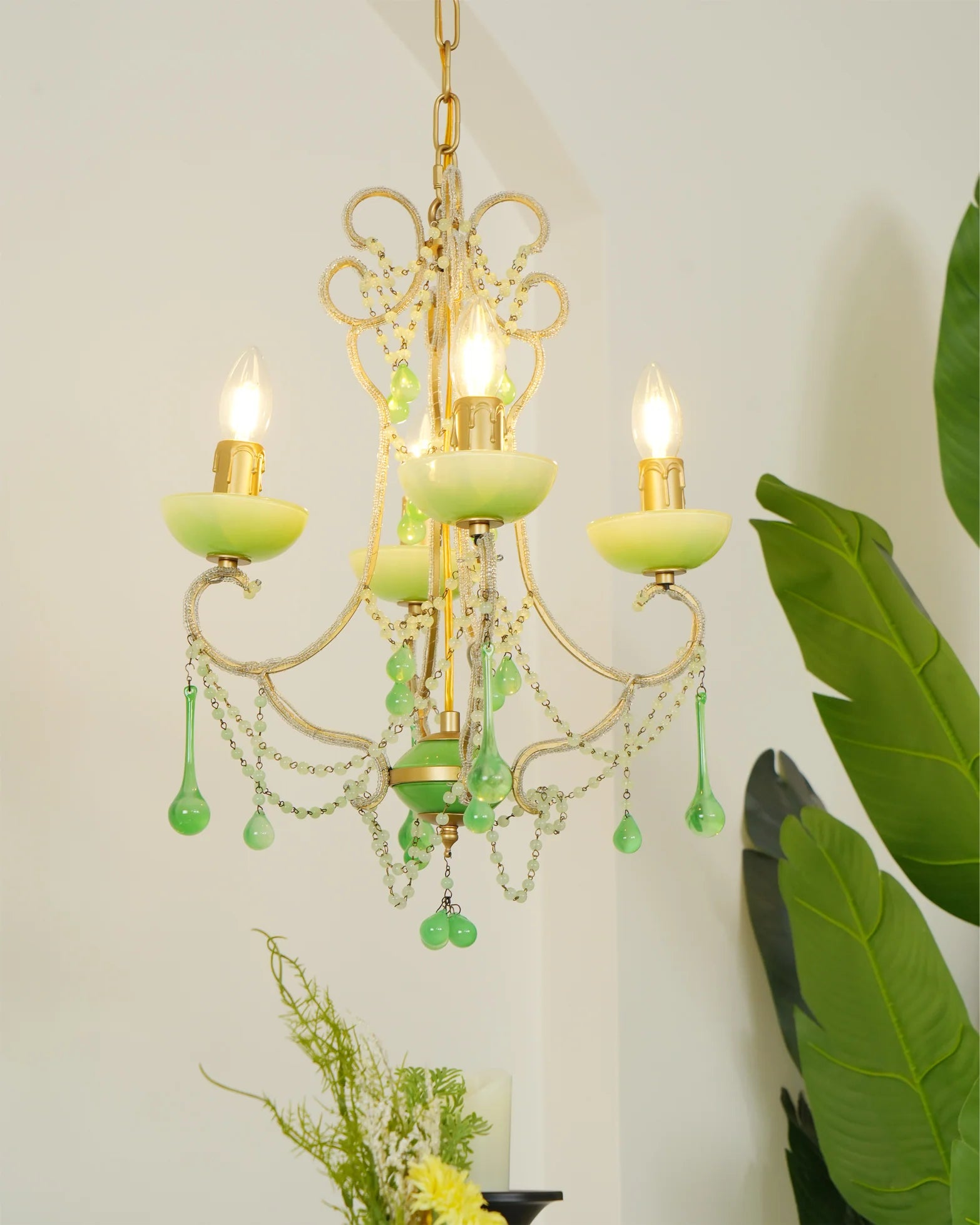 Murano Green Drops Chandelier