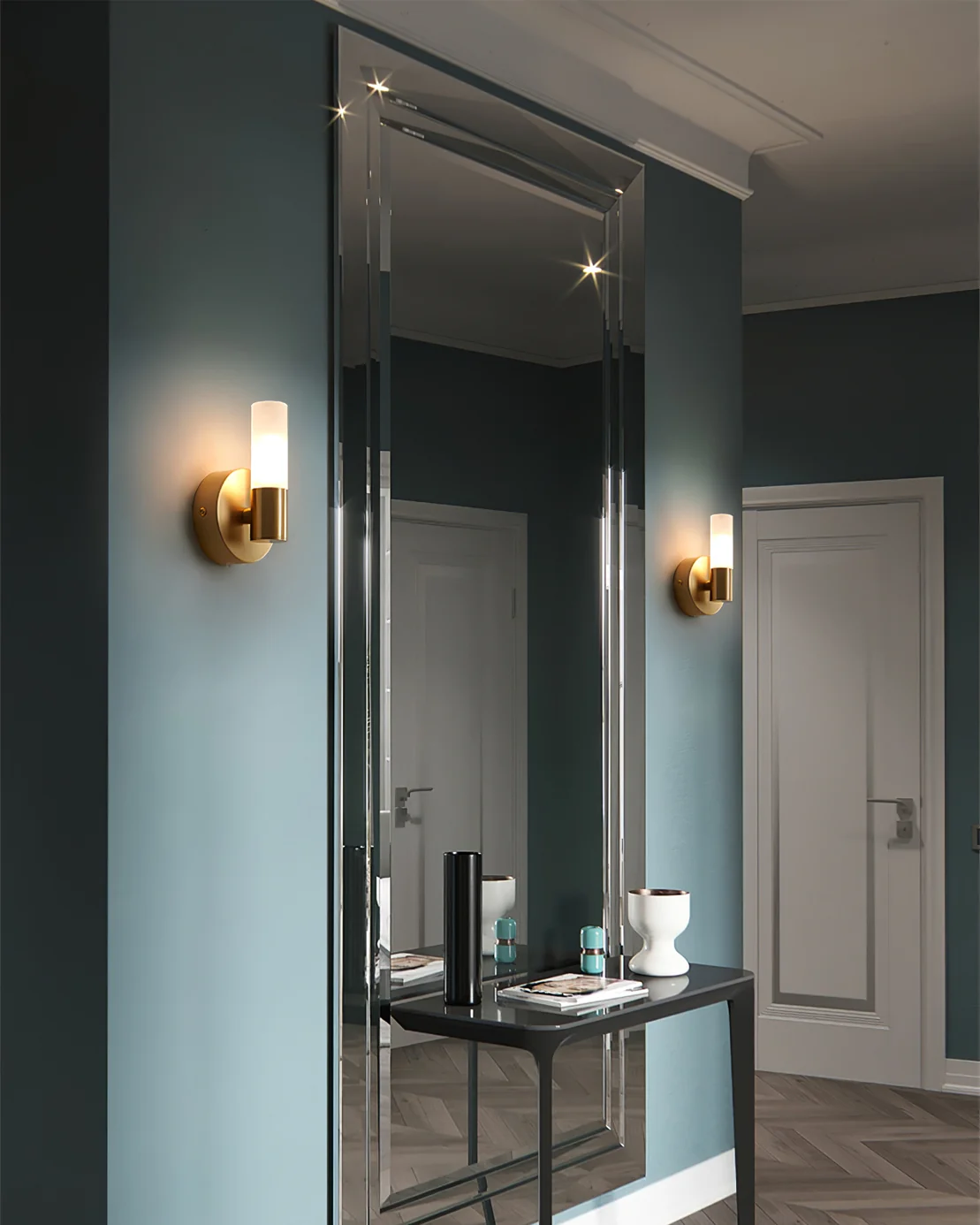Twin Cylinder Brass Wall Sconce