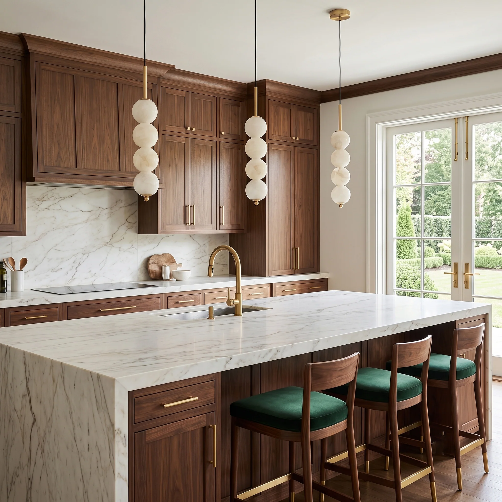 Alabaster Bead Pendant Light
