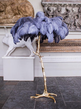 Ostrich Feather Brass Floor Lamp