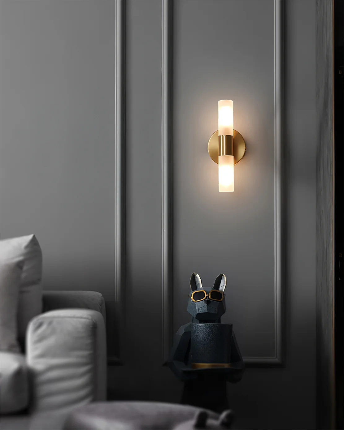 Twin Cylinder Brass Wall Sconce
