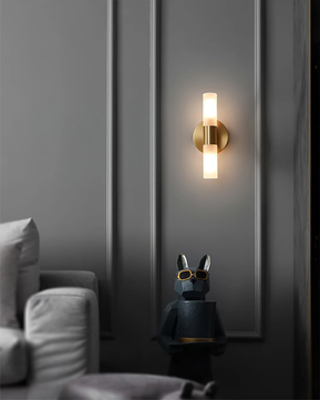 Twin Cylinder Brass Wall Sconce