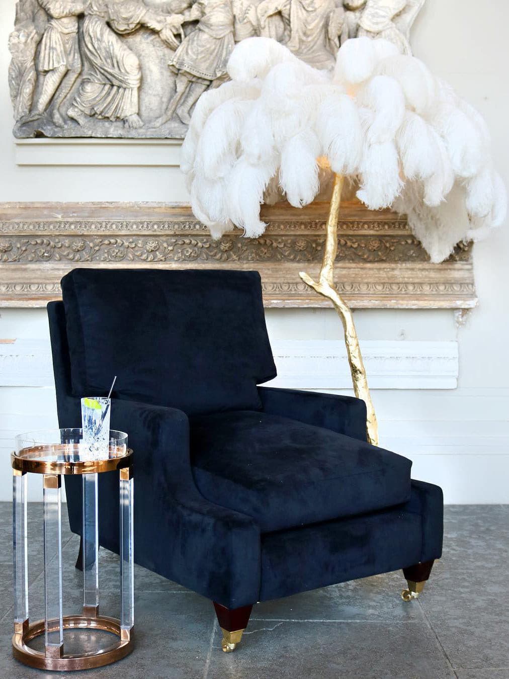 Ostrich Feather Brass Floor Lamp