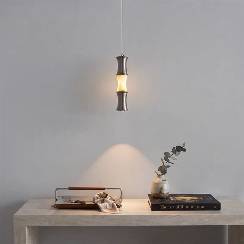 Tallo Alabaster Bamboo Pendant Light