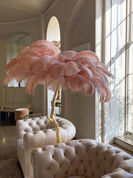 Ostrich Feather Brass Floor Lamp