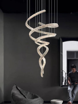 Long Spiral Crystal Chandelier