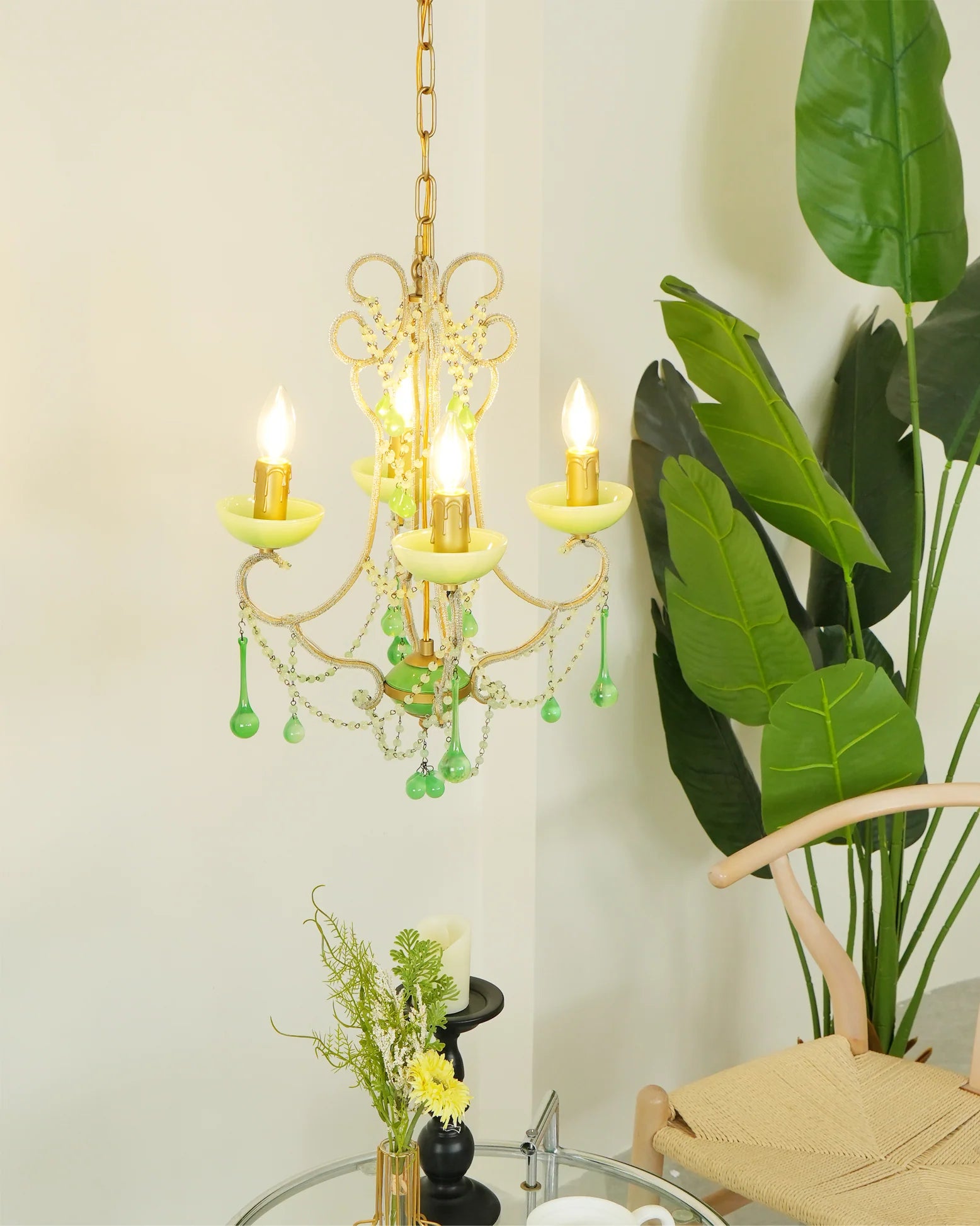 Murano Green Drops Chandelier