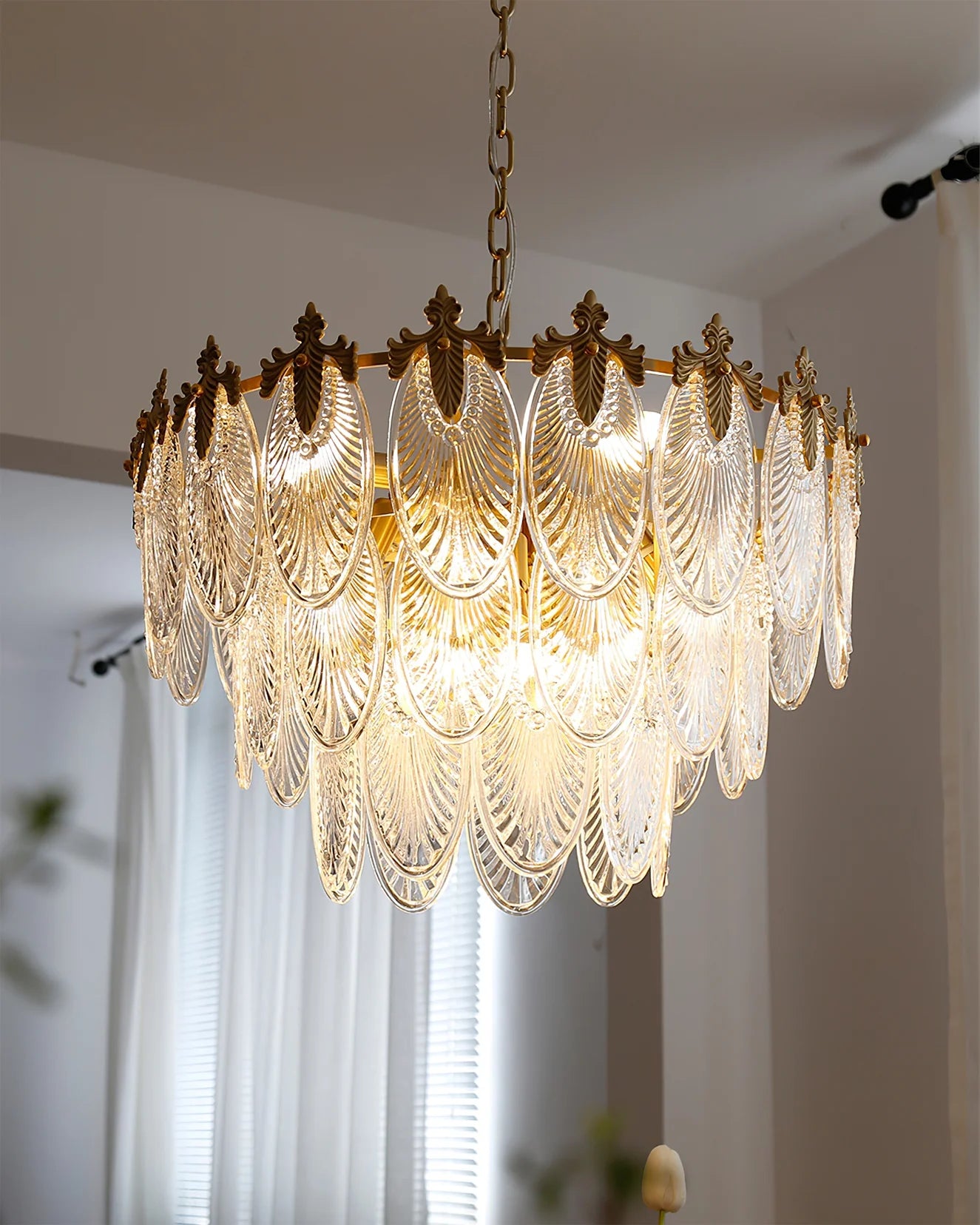 Brass Leaves Chandelier