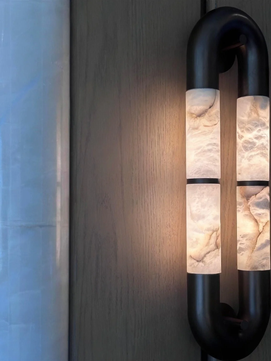 Volterra Dual-Crescent Alabaster Sconce