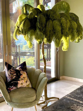 Ostrich Feather Brass Floor Lamp