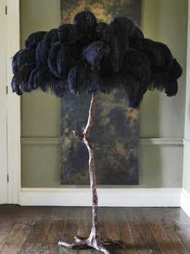 Ostrich Feather Brass Floor Lamp