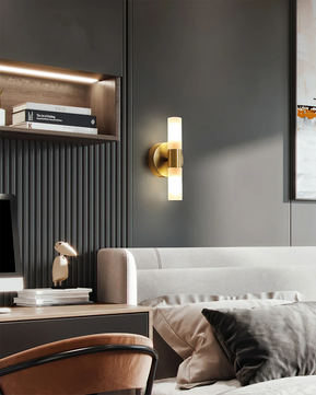 Twin Cylinder Brass Wall Sconce