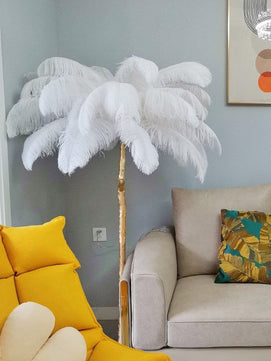 Ostrich Feather Brass Floor Lamp