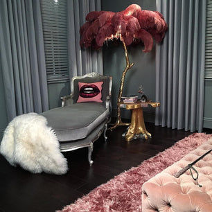 Ostrich Feather Brass Floor Lamp