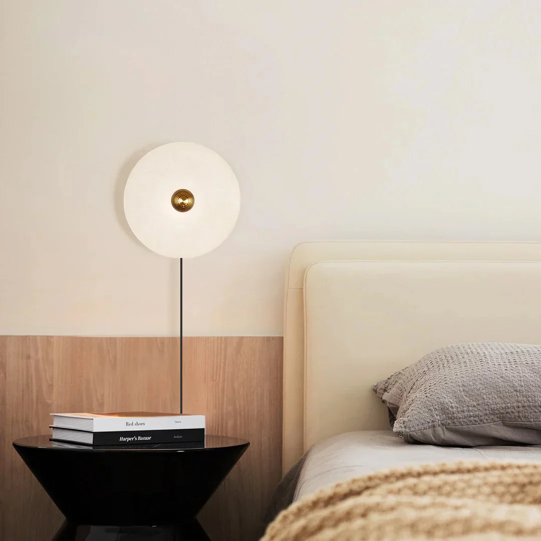 Plug In Alabaster Disc Wall Sconce
