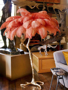 Ostrich Feather Brass Floor Lamp